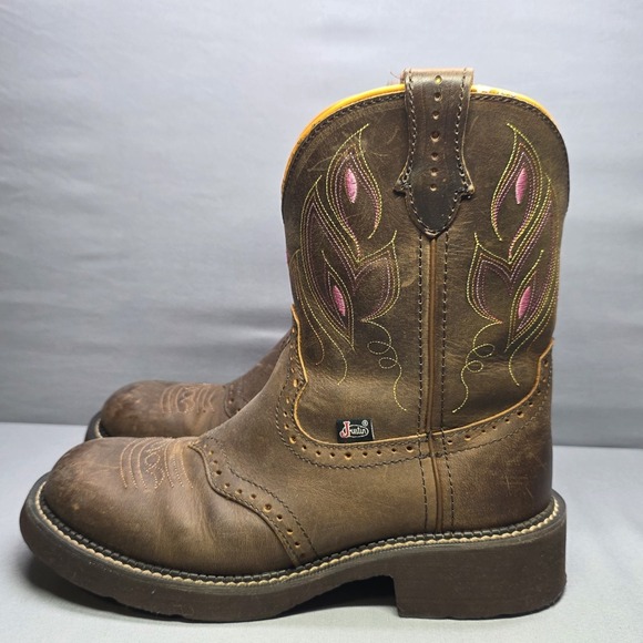 Justin Gypsy Gemma Boots Women's Size 9B Brown Shetland Buffalo Leather GY9526 - Picture 5 of 16